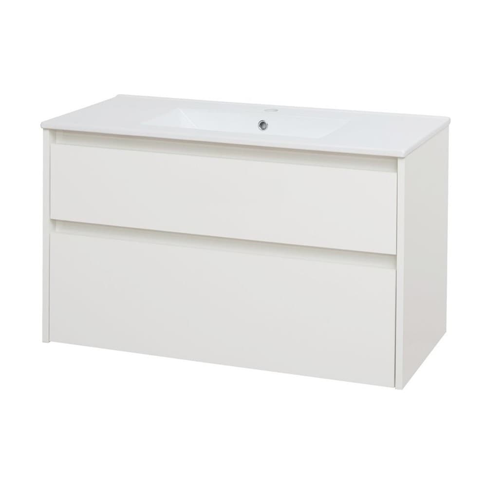 Mereo Opto, kúpeľňová skrinka s keramickým umývadlom 101 cm, biela CN912 1