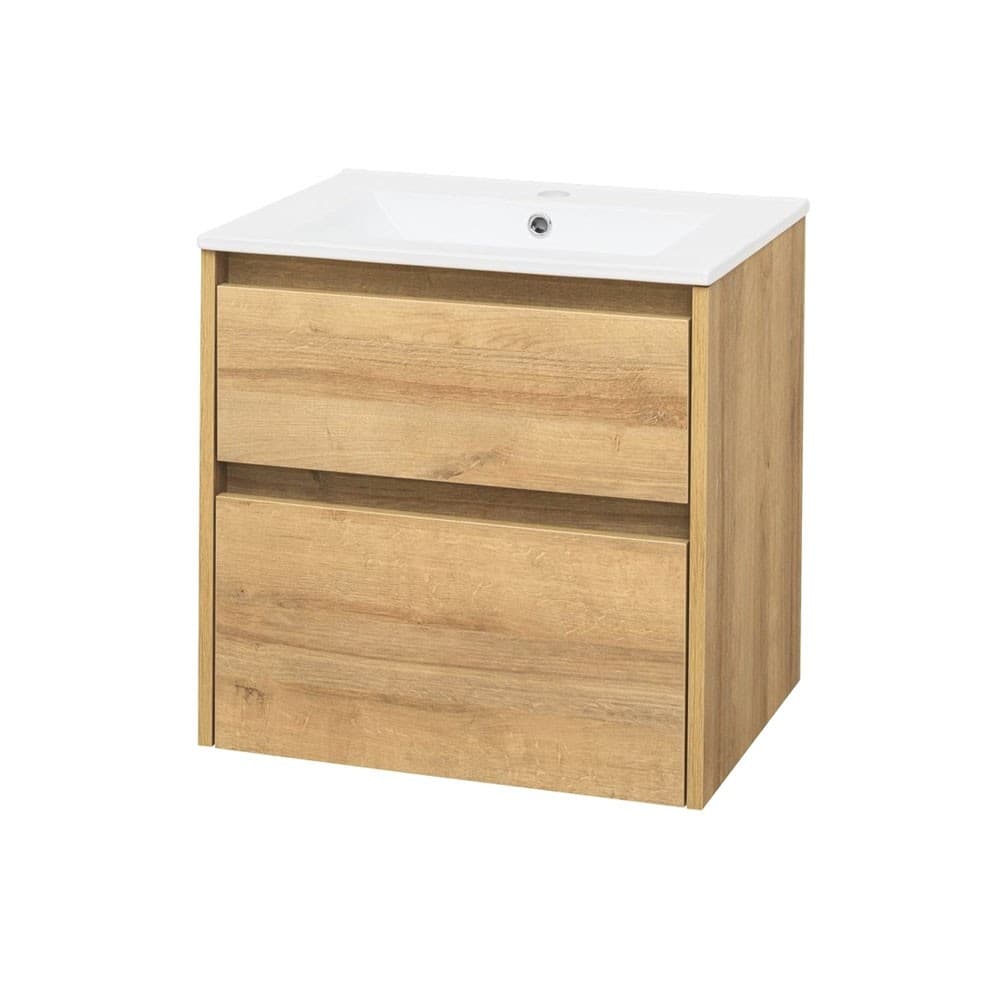 Mereo Opto, kúpeľňová skrinka s keramickým umývadlom 61cm, dub Riviera CN920