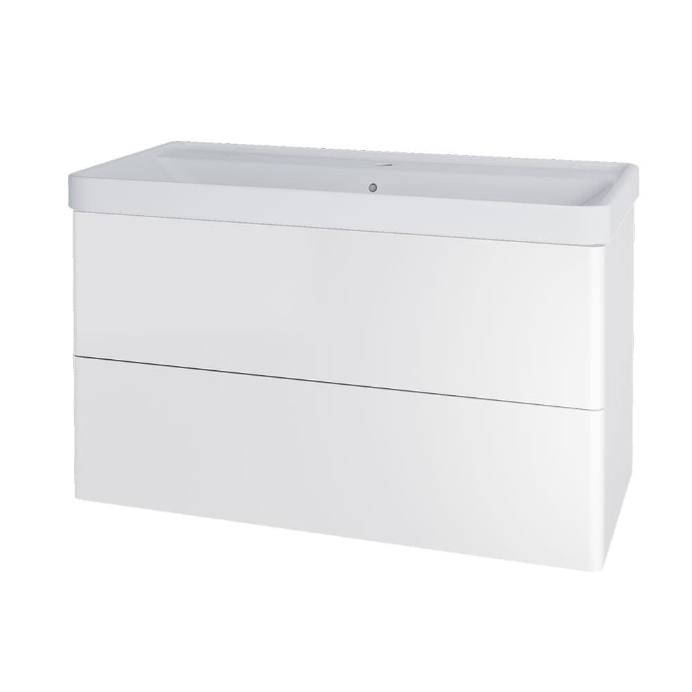 Mereo Siena, kúpeľňová skrinka s keramickým umývadlom 101 cm, biela lesk CN4121