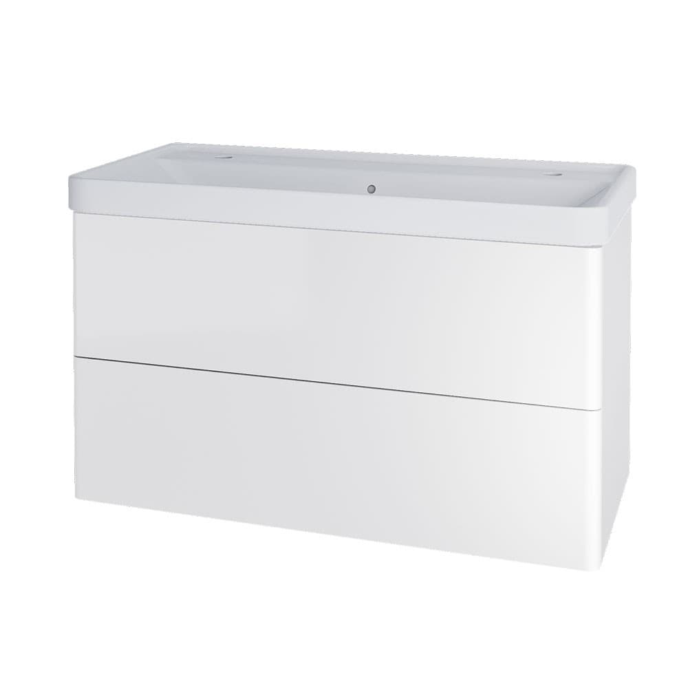 Mereo Siena, kúpeľňová skrinka s keramickým umývadlom 101 cm, biela lesk CN4122
