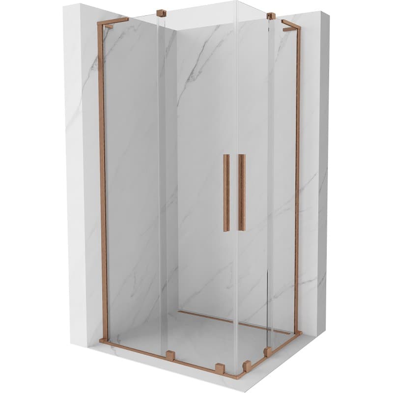 MEXEN/S - Velar L Duo sprchovací kút, posuvné dvere 90 x 80, transparent, meď kartáčovaná 871-090-080-02-03-65 1
