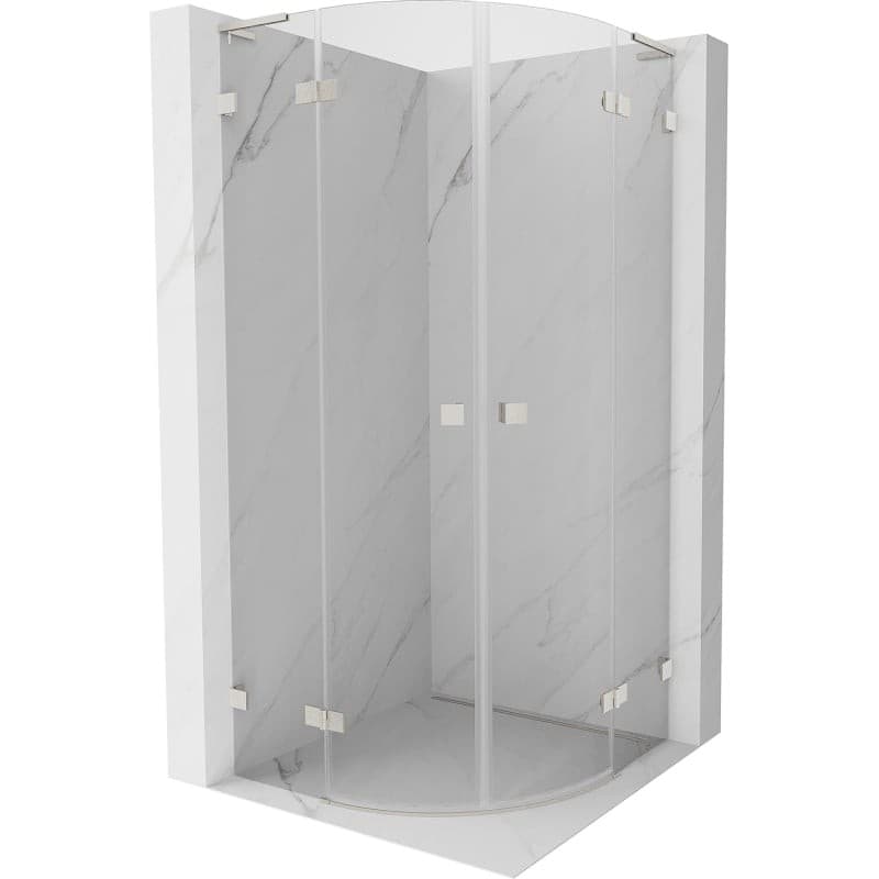 MEXEN/S - Lunar L sprchový kút štvrťkruh krídlový 90 x 90, transparent, nikel kartáčovaný 833L-090L-090P-97-00