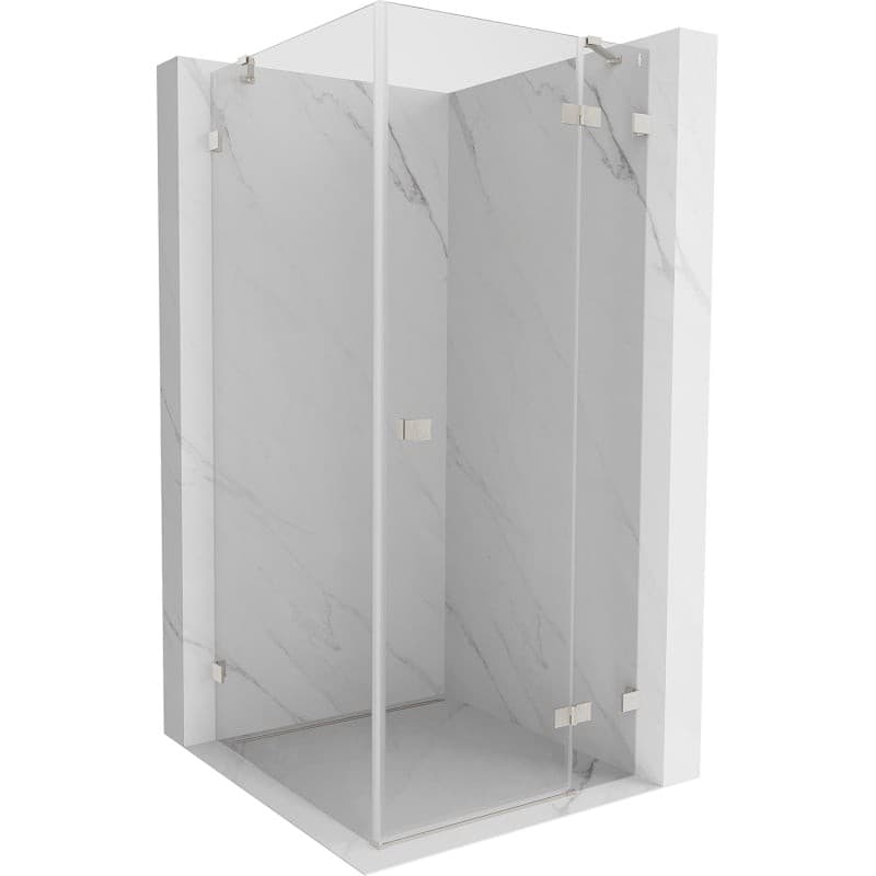 MEXEN/S - Lunar sprchovací kút dvere krídlové pravá 80 x 80, transparent, nikel kartáčovaný 834-080-080-97-00-P