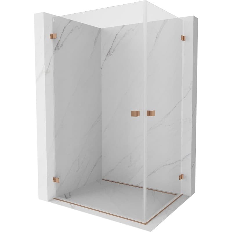 MEXEN/S - Lunar-B Duo sprchovací kút dvere krídlové 95 x 70, transparent, meď kartáčovaná 832-095L-070P-65-00 1