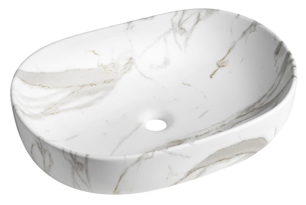 SAPHO - CALEO keramické umývadlo na dosku 60x42cm, bianco carrara CA590BC