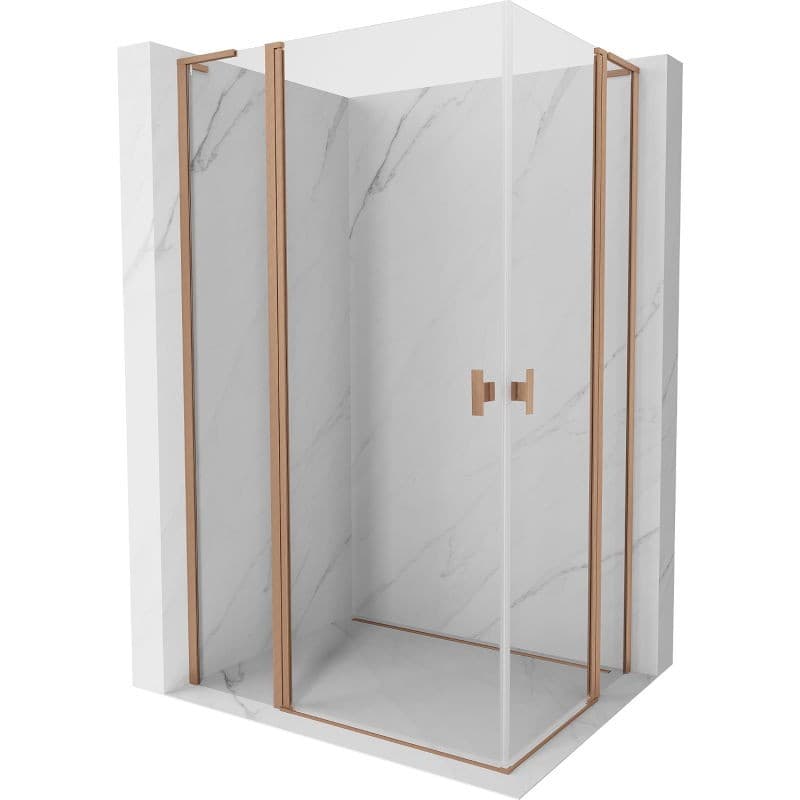 MEXEN/S - Mist L Duo sprchovací kút dvere krídlové 100 x 95, transparent, meď kartáčovaná 8A4L-100-095-65-00 1