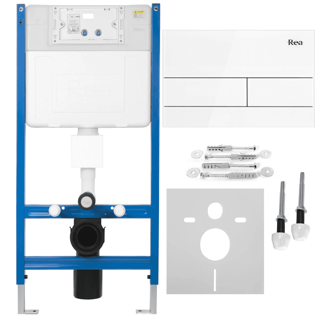 REA/S - Podomietkový WC systém K011A-Q + tlačidlá T White Glass KPL-E0052 1