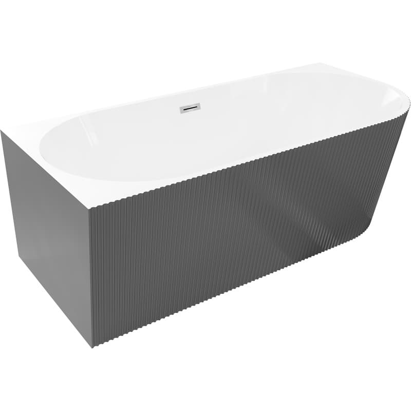MEXEN/S - Silo voľne stojaca rohová vaňa ľavá reliéf 170 x 80, biela/sivá, sifón a prepad chróm 52891708062L-01 1