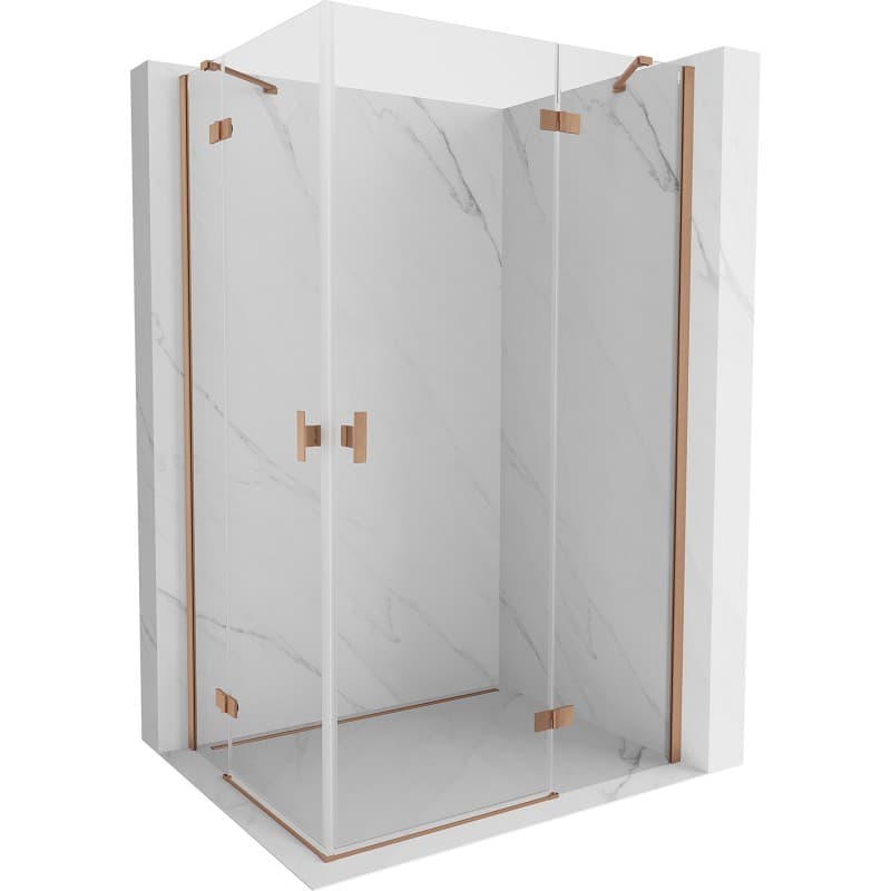 MEXEN/S - Mist H Duo sprchovací kút dvere krídlové 75 x 95, transparent, meď kartáčovaná 8A5-075L-095P-65-00