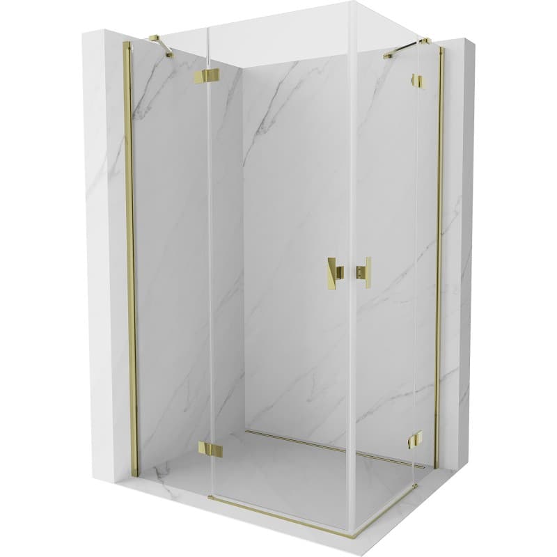MEXEN/S - Mist H Duo sprchovací kút dvere krídlové 85 x 75, transparent, zlato 8A5-085L-075P-50-00