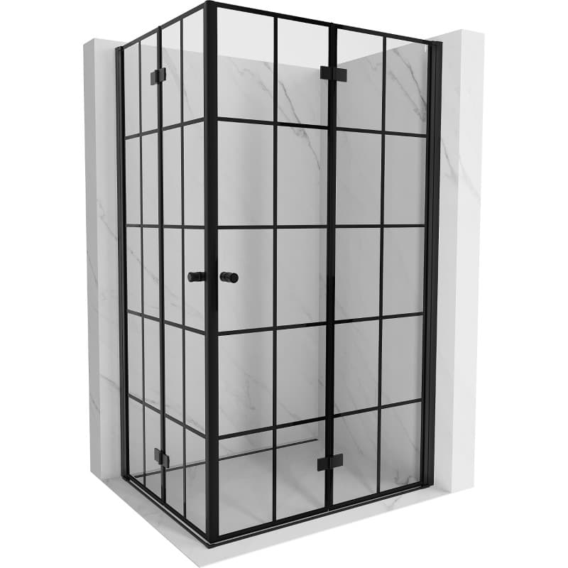 MEXEN/S - Mist-F Duo sprchovací kút skladacie dvere pravá 80 x 95, čierna kratka, čierna 8A6-080L-095P-70-77 1