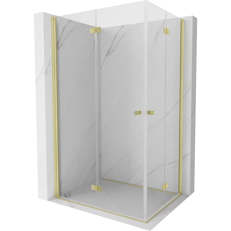MEXEN/S - Mist-F Duo sprchovací kút skladacie dvere ľavá 110 x 95, transparent, zlato kartáčovaná 8A6-110L-095P-55-00 1