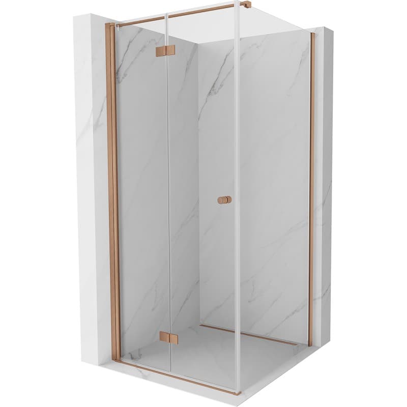 MEXEN/S - Mist-F sprchovací kút skladacie dvere ľavá 75 x 75, transparent, meď kartáčovaná 8A6T-075-075-65-00-L 1