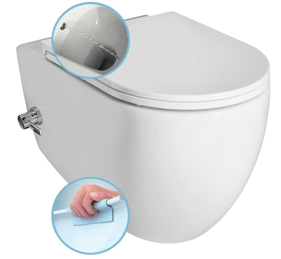 ISVEA - INFINITY CLEANWASH závesná WC misa, integrovaná batéria a bidetová spŕška, Rimless, 36,5x53cm, biela 10NFS9217I 1