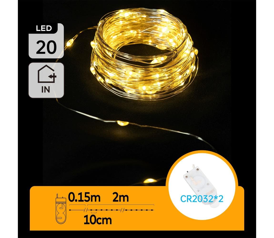 B.V.  - LED  reťaz 20xLED/2x3V 2m teplá biela B10303K0W 1