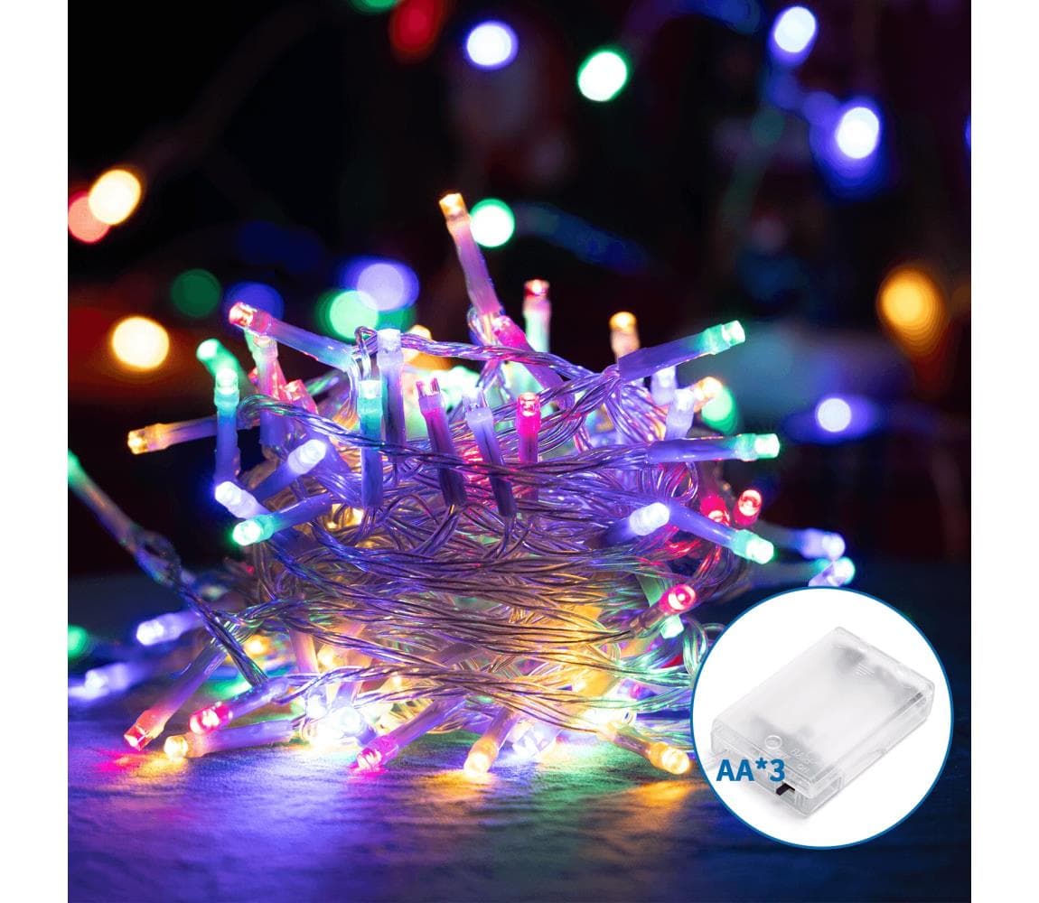B.V.  - LED reťaz 50xLED/3xAA 5,3m viacfarebná B10303KR9 1