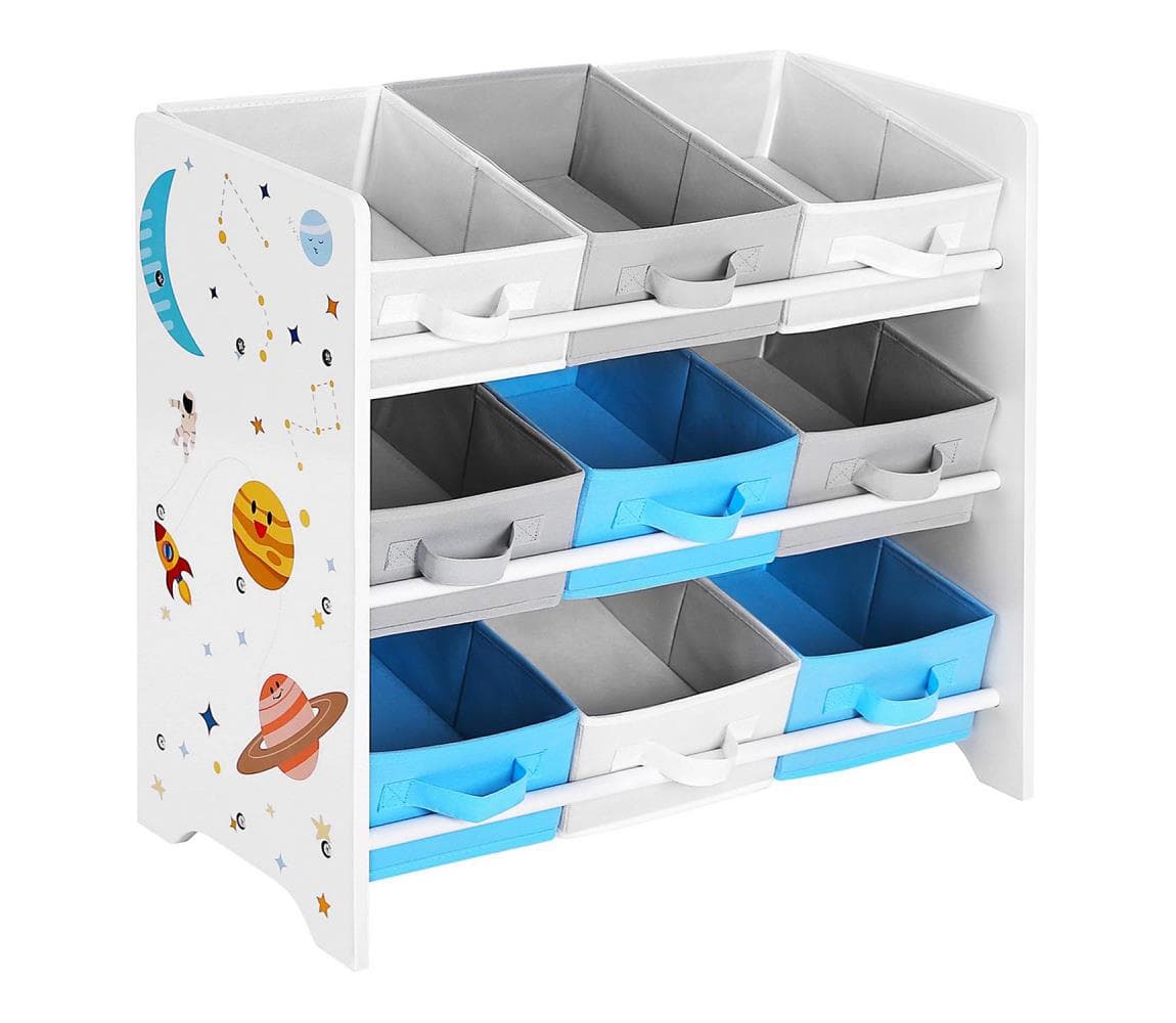 Detský regál s látkovými boxmi ANET modro-biely GKR33WT 1
