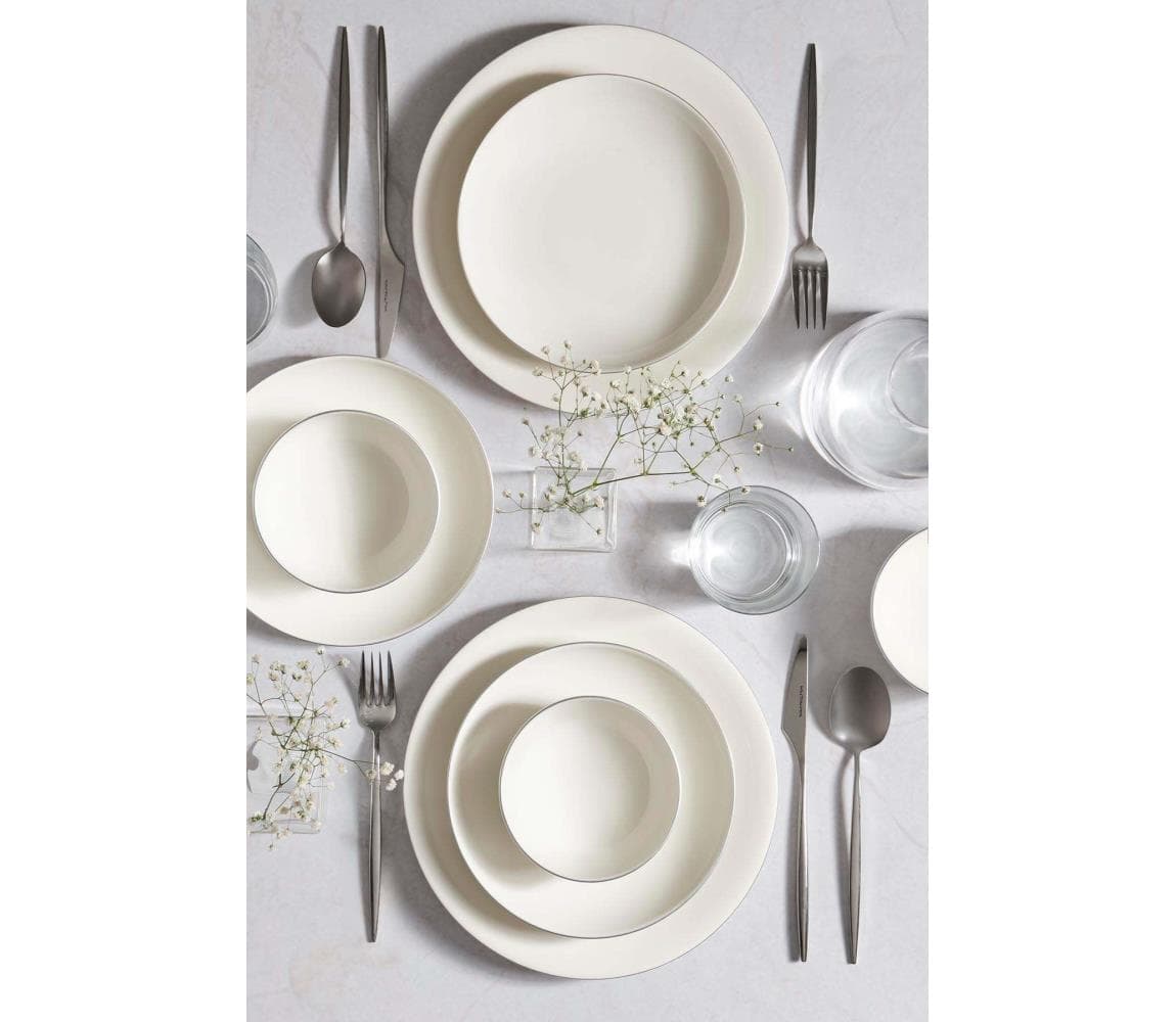 Jedálenská sada 18 ks biela/strieborná/porcelán 710KTP4509 1