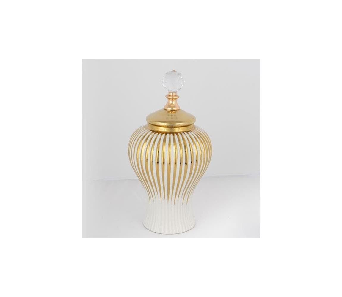 Eurolamp Keramická dóza 35x17,5 cm zlatá/biela 752-20081 1