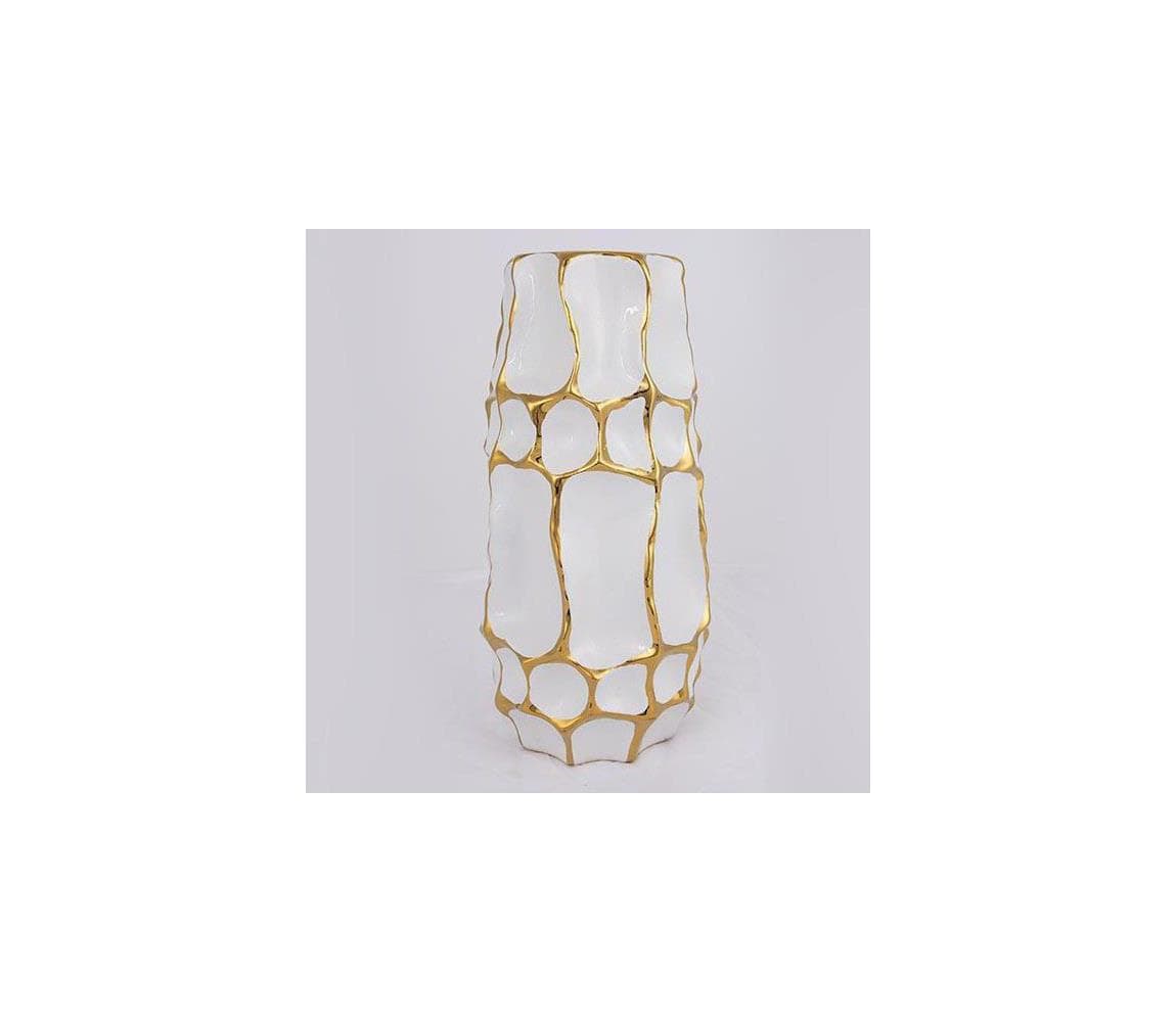 Eurolamp Keramická váza 31,5x15,5 cm zlatá/biela 752-20171 1
