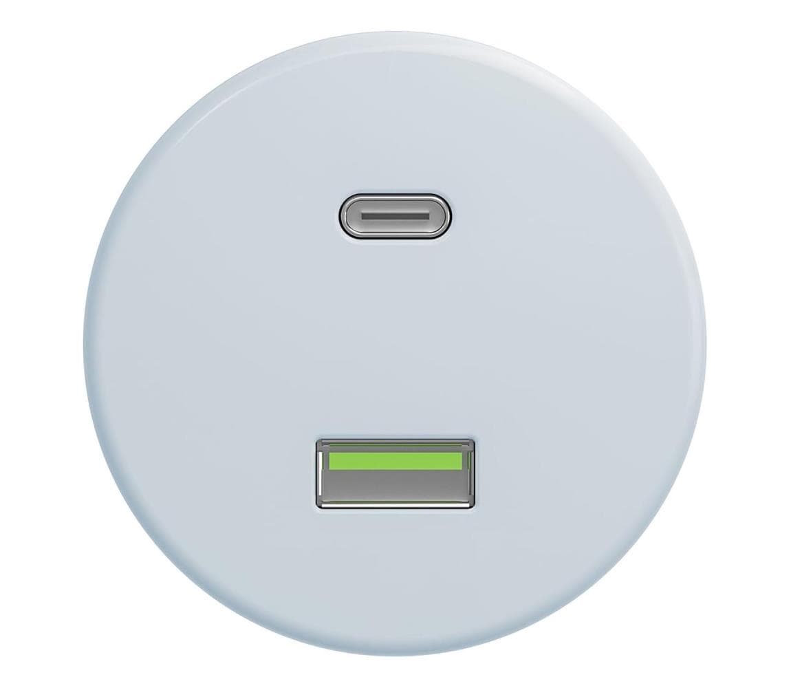 lap - Retro USB zásuvka A+C bez rámika modrá M/USB 1