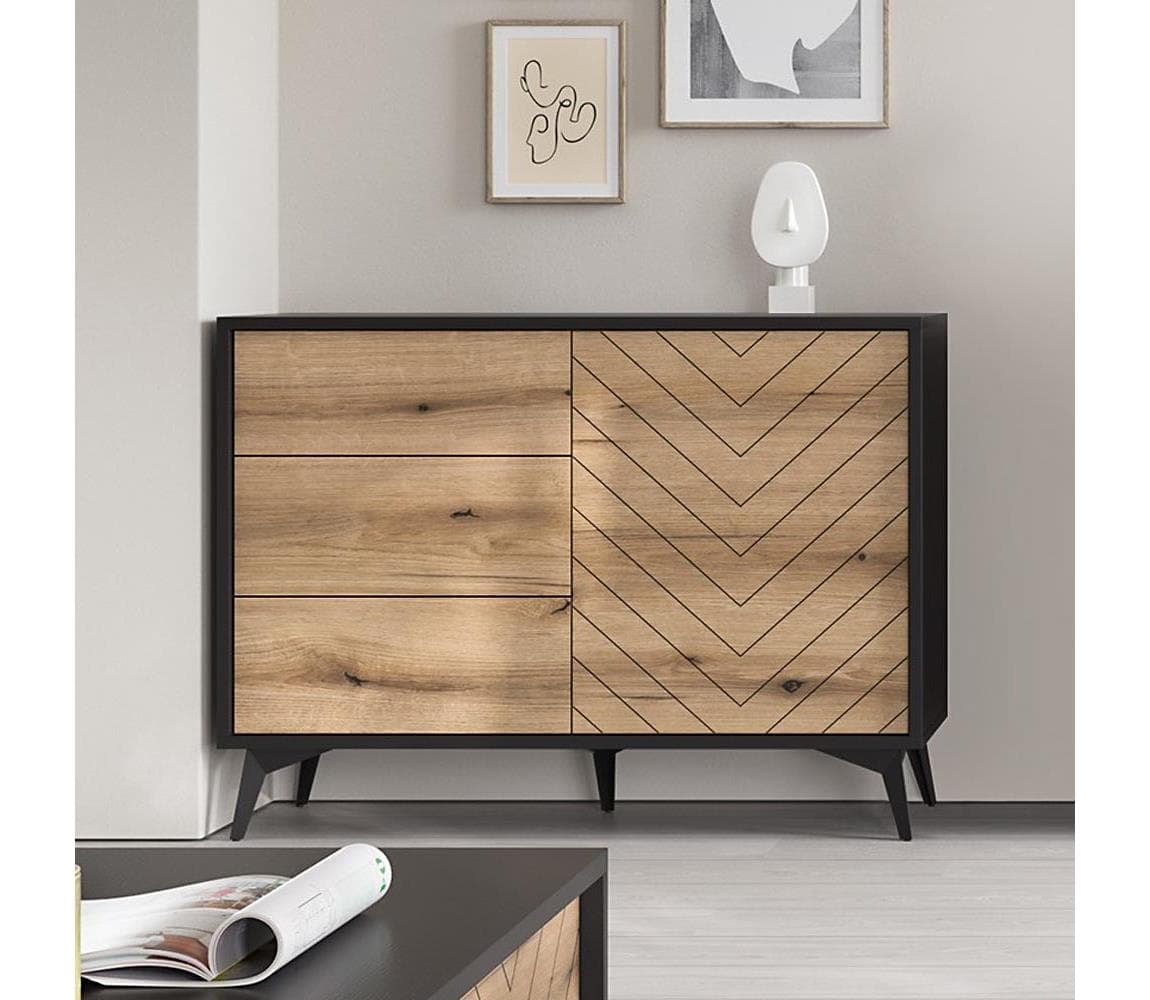 MIRJAN 24 Komoda DIAMOND 77x104 cm čierna/dub evoke 1