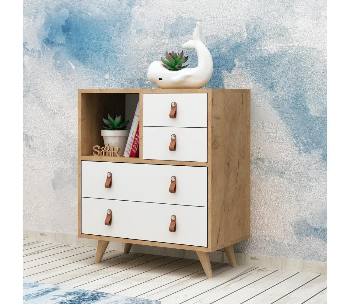 Komoda FALLOW 89x70 cm biela/hnedá 811MDD3422 1