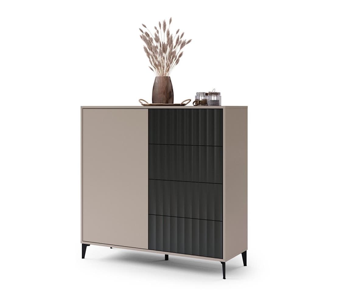 Komoda s zásuvkami RONJA taupe/čierna 5903631915864 1