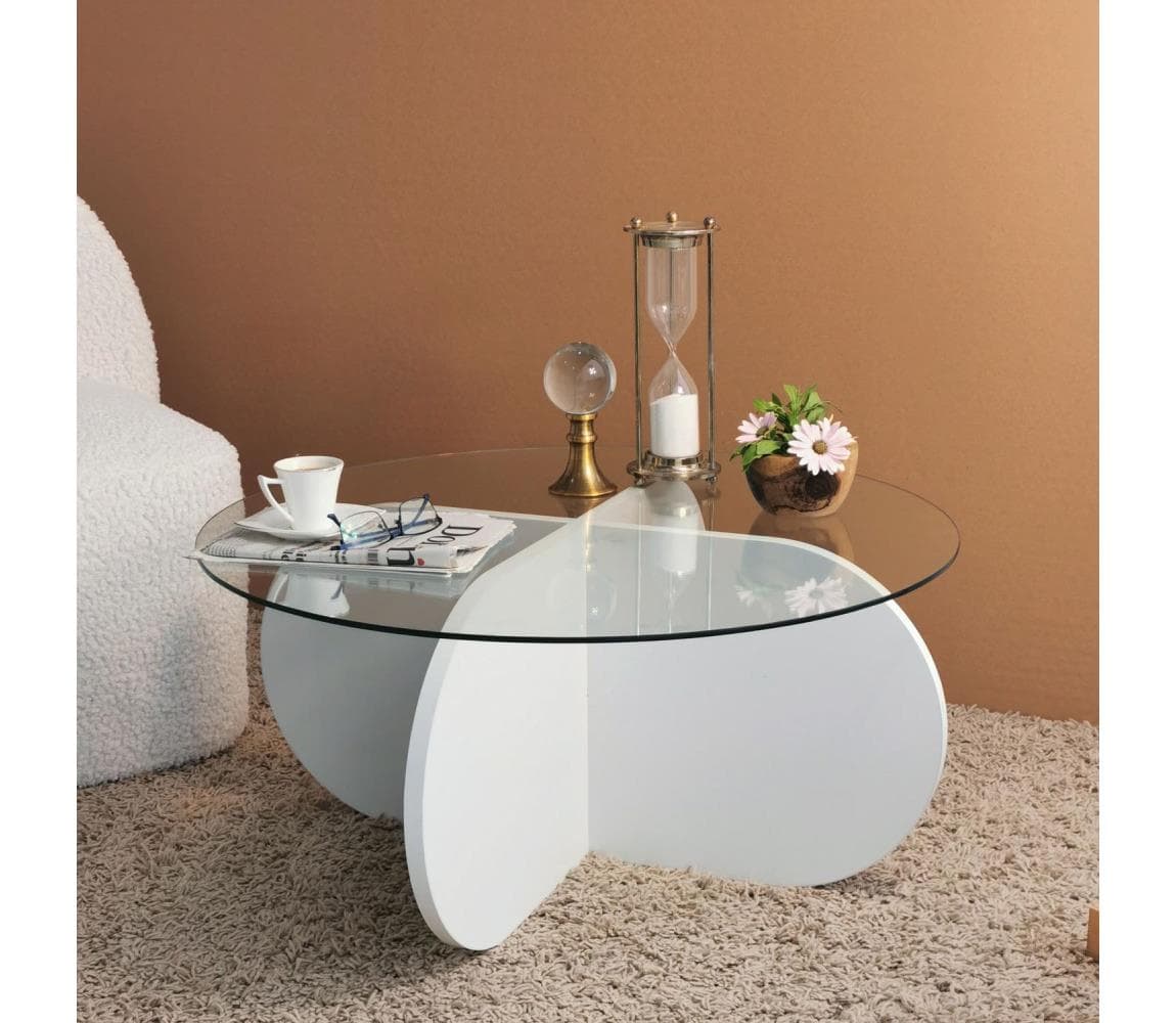 Konferenčný stolík BUBBLE 35x75 cm biela/číra 552NOS2239 1