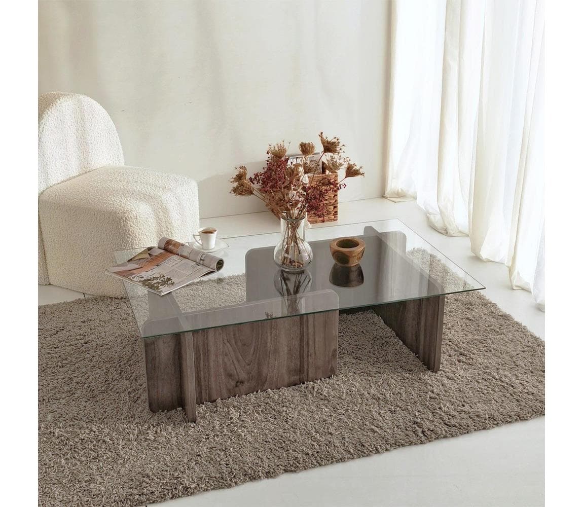 Konferenčný stolík ESCAPE 30x105 cm hnedá/číra 552NOS2232 1