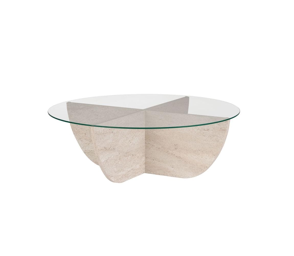 Konferenčný stolík VERE pr. 90 cm béžový/číry 668NRD1125 1