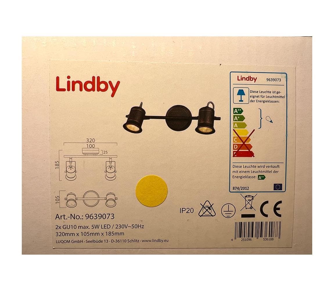 Lindby - Bodové svietidlo CANSU 2xGU10/5W/230V 4251096536188 1