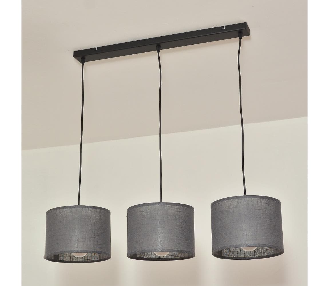Luster na lanku ALBA 3xE27/15W/230V, sivý W-L 2015/3 BK+GR 1