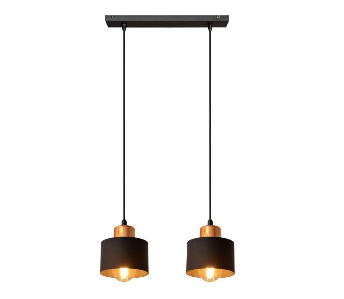 Luster na lanku EDISON 2xE27/15W/230V W-L 1360/2 BK B+BR 1