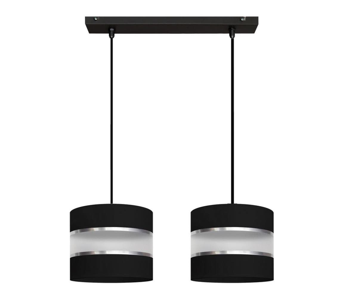 Luster na lanku HELEN 2xE27/15W/230V čierna W-L 0801/2 BK+SL+MAT 1