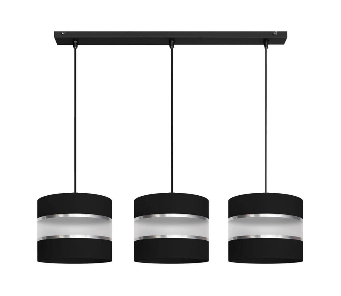 Luster na lanku HELEN 3xE27/15W/230V čierna W-L 0801/3 BK+SL+MAT 1