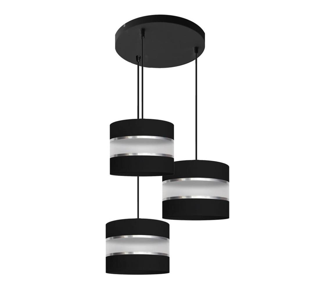 Luster na lanku HELEN 3xE27/15W/230V čierna W-KD 0801/3 BK+SL+MAT 1