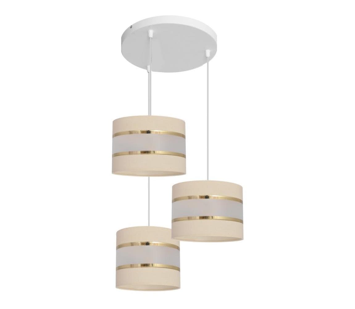 Luster na lanku HELEN 3xE27/15W/230V krémová W-KD 0801/3 EC+GO+MAT 1