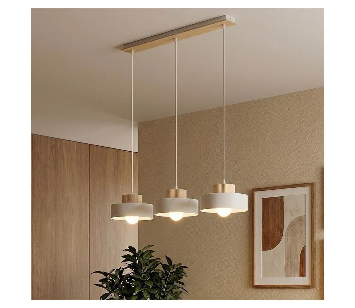 EMIBIG Luster na lanku KIVI 3xE27/15W/230V biela 1669/3 1