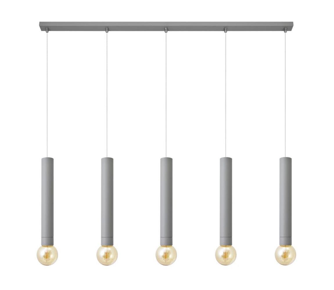 Luster na lanku TUBA 5xE27/15W/230V šedá W-L 1117/5 GR 1