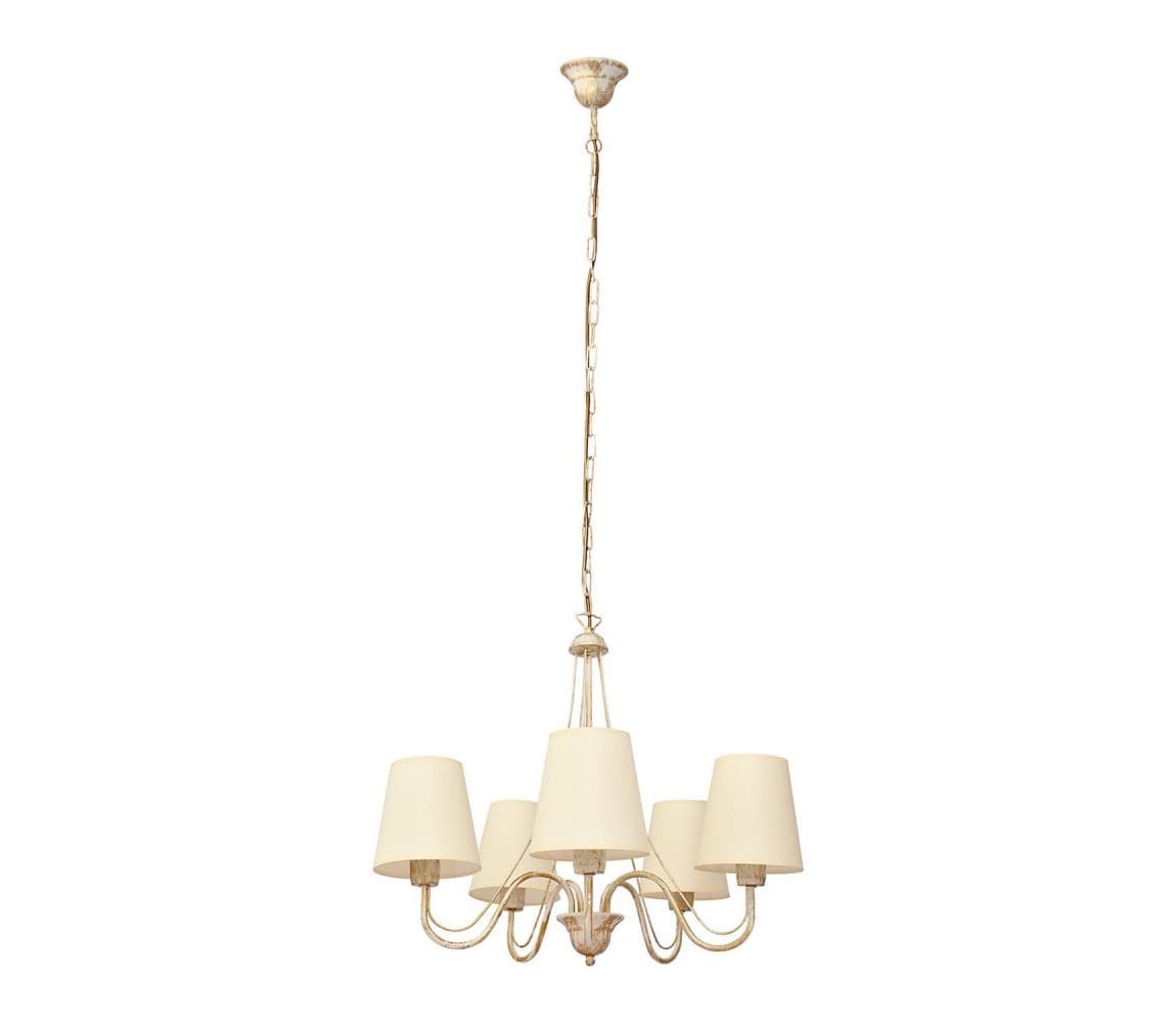 Luster na reťazi MALBO 5xE27/15W/230V béžová W-2920/5 WT+AB+EC 1