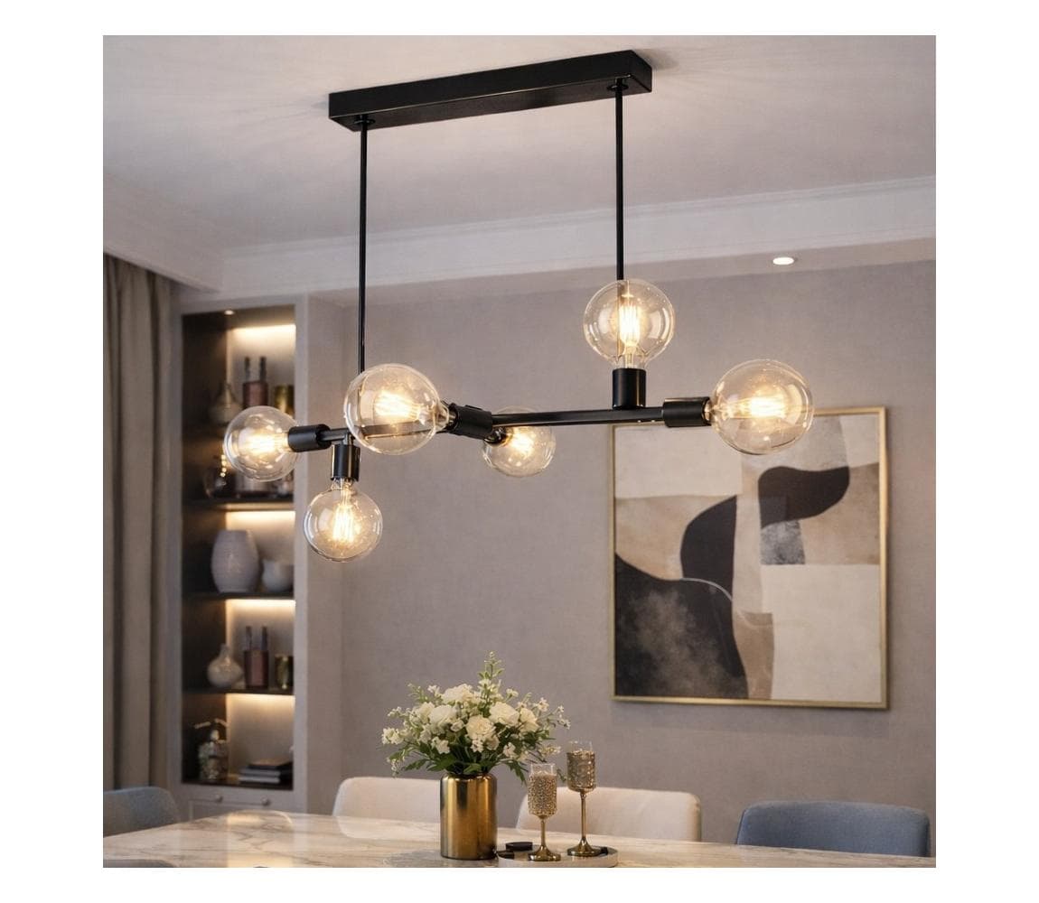 Luster na tyči ASTRID 6xE27/60W/230V čierna LM 6.146 1