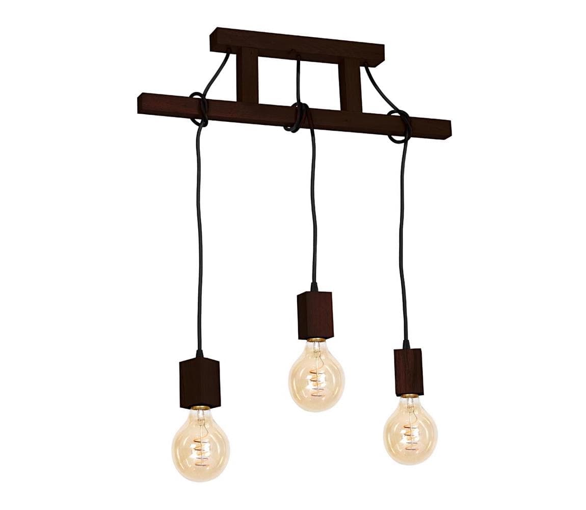 Luster na tyči JACK 3xE27/40W/230V hnedé drevo 4360 1