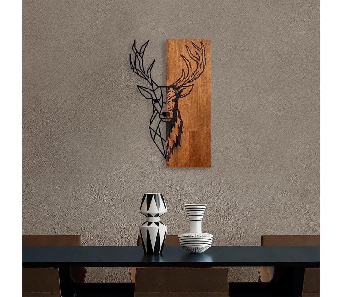 Nástenná dekorácia 36x58 cm jeleň drevo/kov 891TNL2350 1
