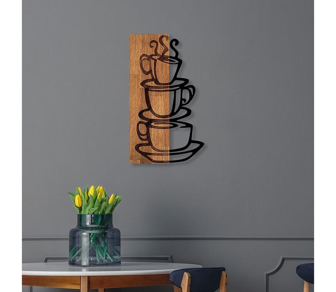Nástenná dekorácia 58x34 cm šálka drevo/kov 899SKL2278 1