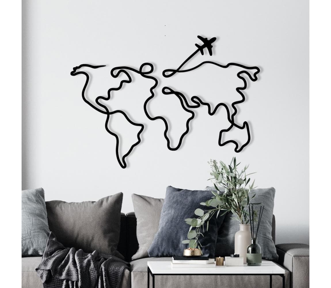 Nástenná dekorácia 60x42 cm mapa kov 279ENZ1229 1