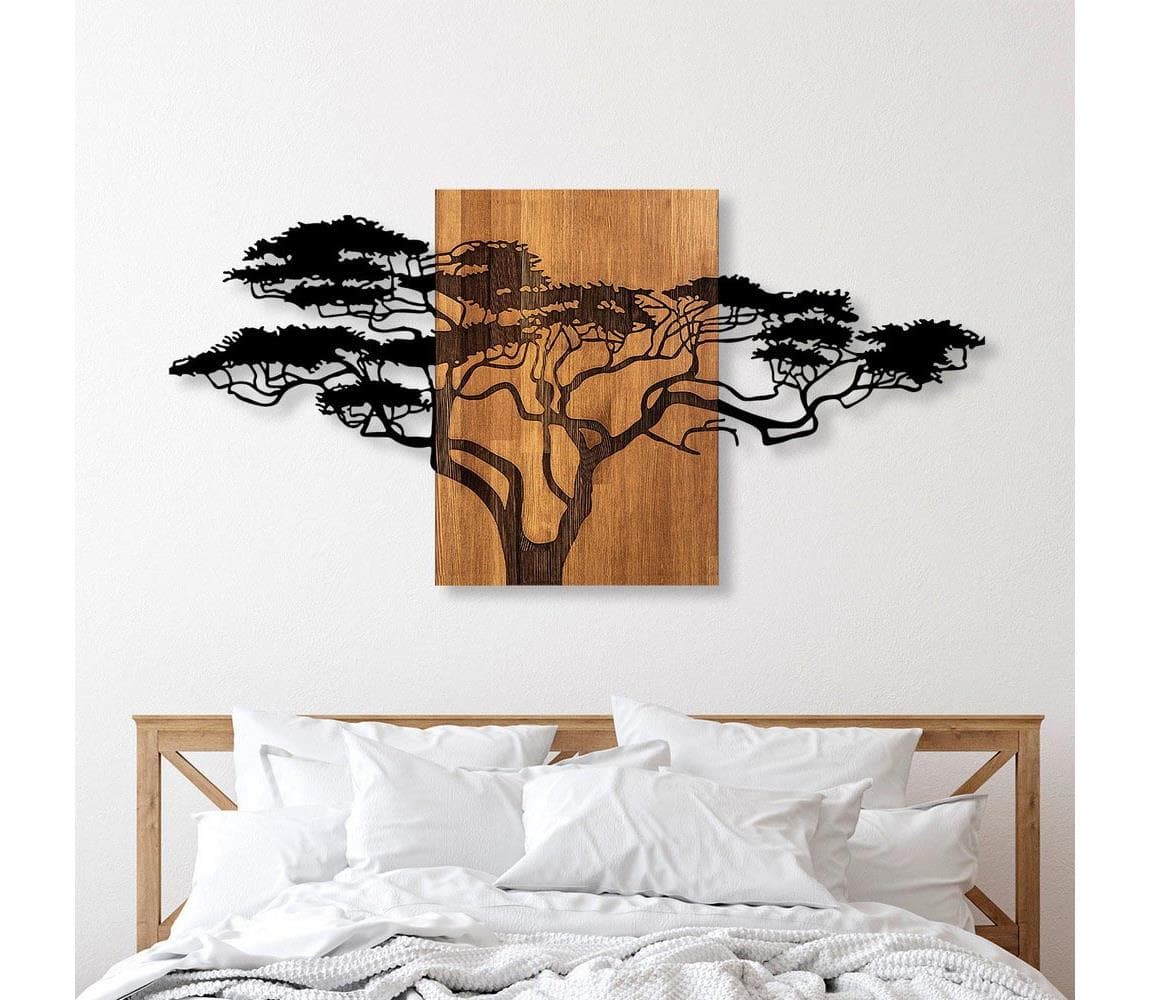 Nástenná dekorácia 70x144 cm strom drevo/kov 899SKL2316 1