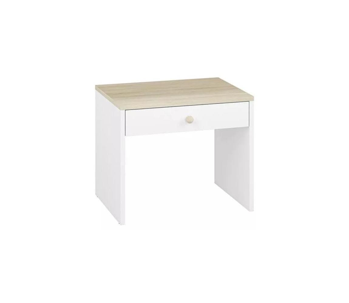 Konsimo Sp. z o.o. Sp. k. Nočný stolík BUBO 58x69 cm biela/svetlý buk 11066.15.157 1