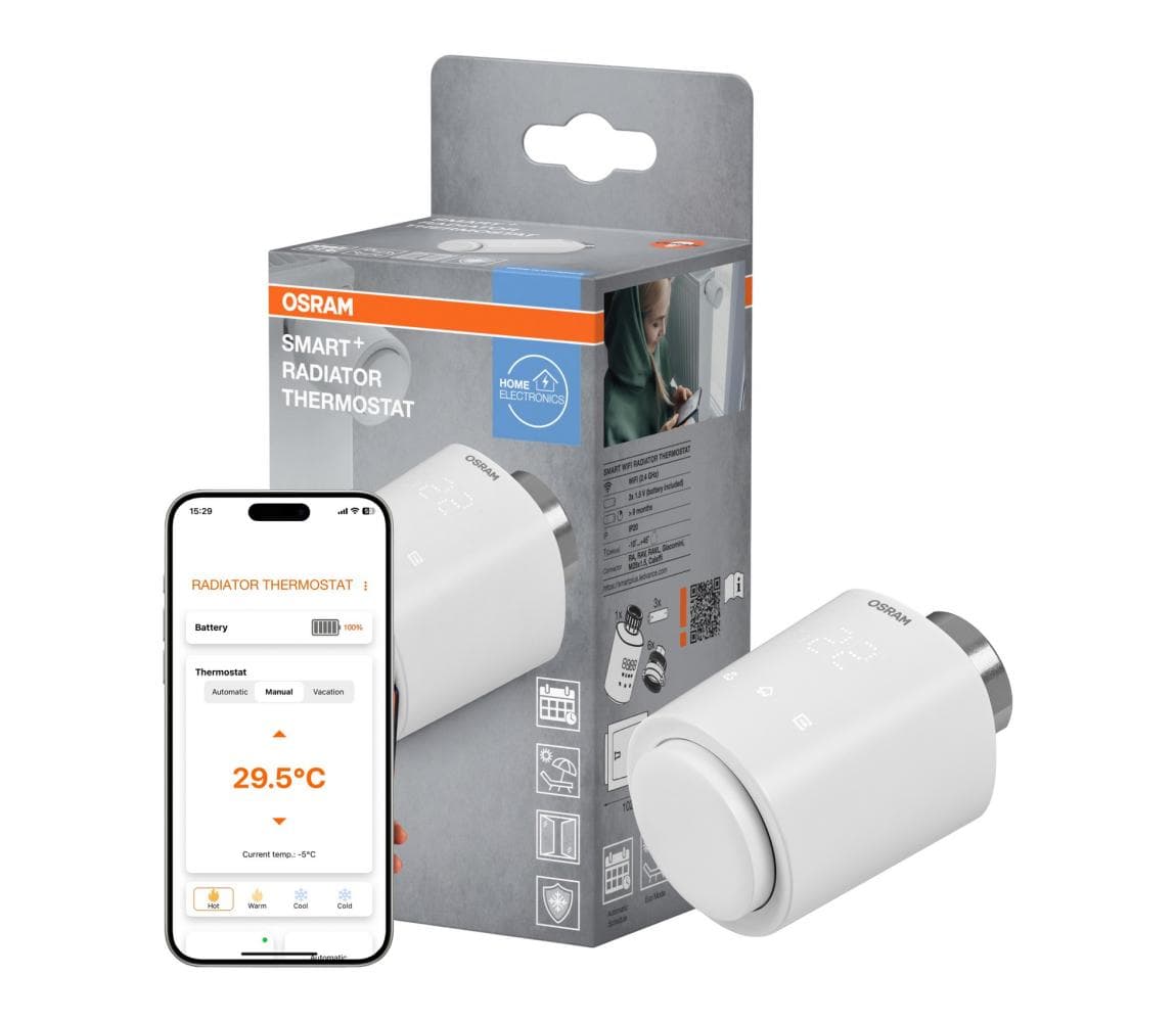 Osram - Termostatická hlavica SMART+ 3xAA Wi-Fi 4099854418914 1