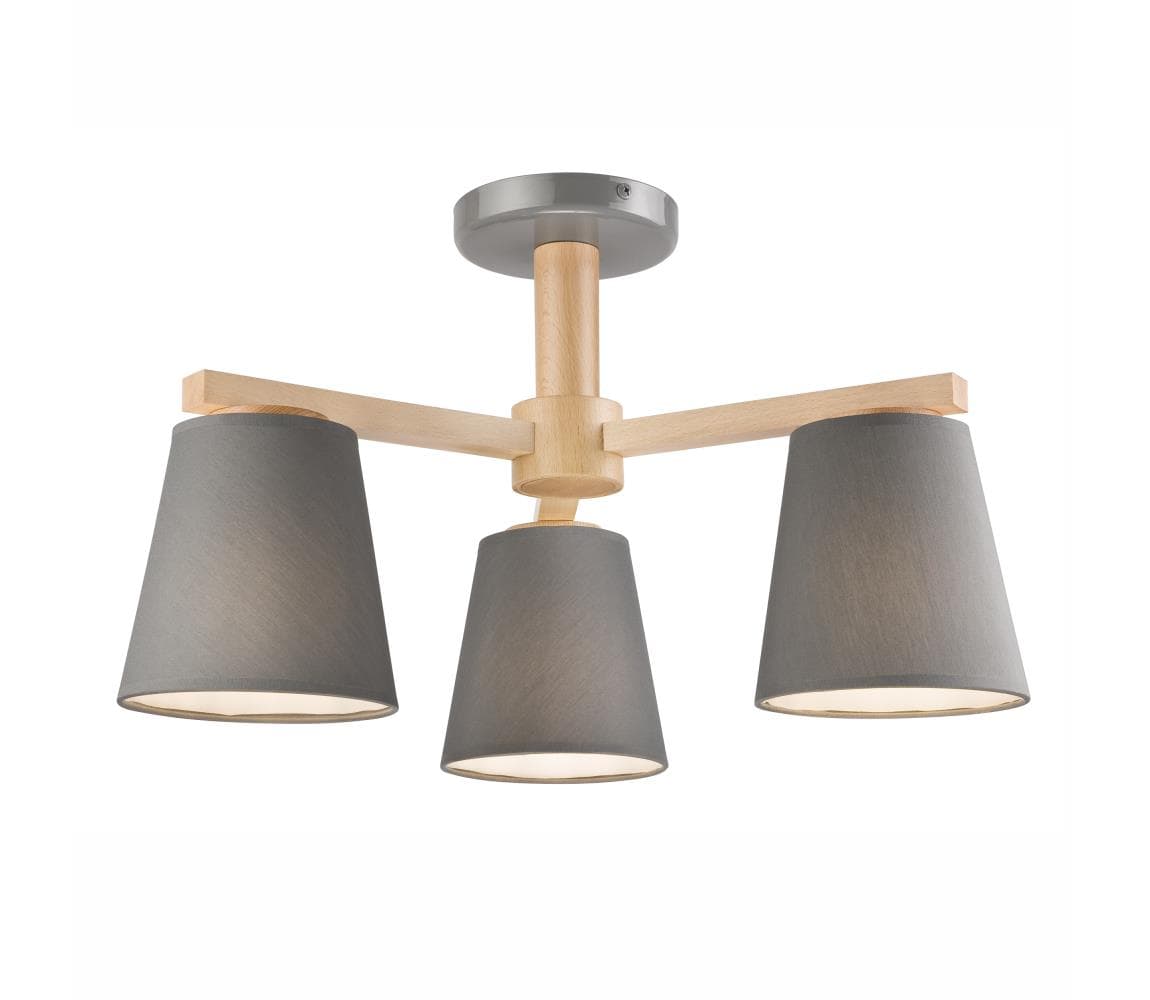 Prisadený luster ELLIE 3xE27/60W/230V šedá/buk LM-3.113 GREY 1